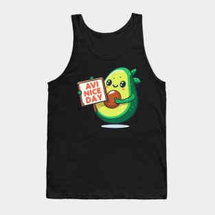 Avocado's Cheerful Greeting. Avocado says "AVI NICE DAY" Tank Top